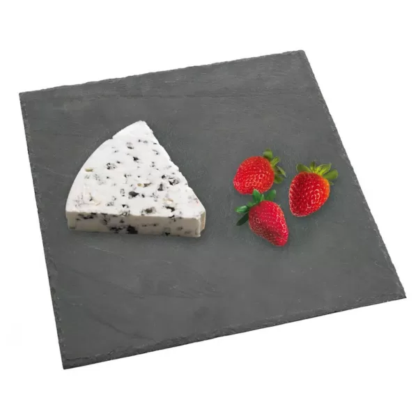 Creative Home Natural Slate Black  Stone 12 in. x 12 in. Square Serving Board Cheese Platter Hot Pan Trivet