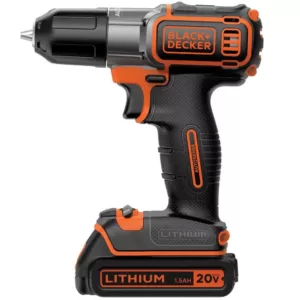 BLACK+DECKER 20-Volt MAX Lithium-Ion Cordless Drill/Driver with Autosense Technology with Battery 1.5Ah and Charger