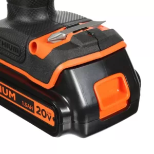 BLACK+DECKER 20-Volt MAX Lithium-Ion Cordless Drill/Driver with Autosense Technology with Battery 1.5Ah and Charger