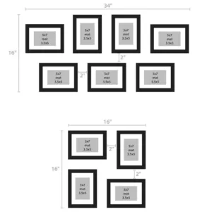 DesignOvation Gallery 5 in. x 7 in. Matted to 3.5 in. x 5 in. Black Picture Frame (Set of 4)