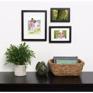 DesignOvation Gallery 8 in. x 10 in. Matted to 5 in. x 7 in. Black Picture Frame (Set of 4)