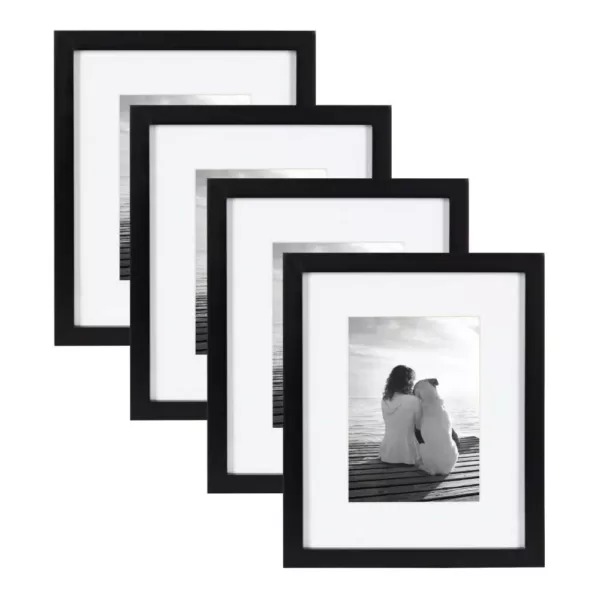 DesignOvation Gallery 8 in. x 10 in. Matted to 5 in. x 7 in. Black Picture Frame (Set of 4)