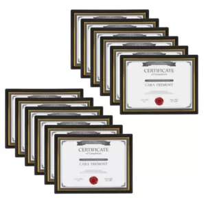 DesignOvation Corporate Document 8.5 in. x 11 in. Black Picture Frames (Set of 12)