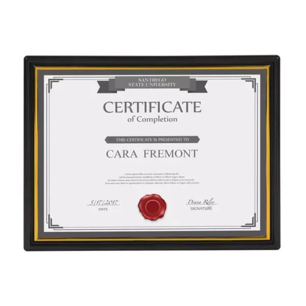 DesignOvation Corporate Document 8.5 in. x 11 in. Black Picture Frames (Set of 12)