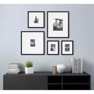 DesignOvation Gallery 16 in. x 20 in. matted to 8 in. x 10 in. Black Picture Frame