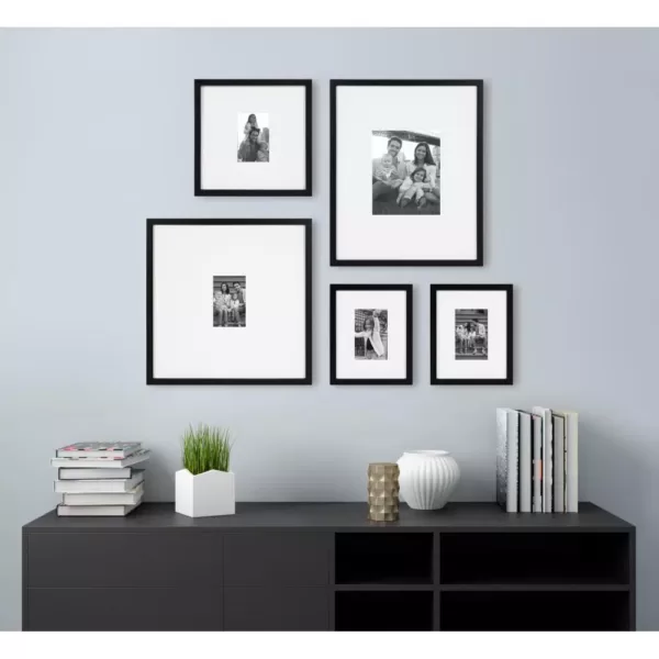 DesignOvation Gallery 16 in. x 20 in. matted to 8 in. x 10 in. Black Picture Frame