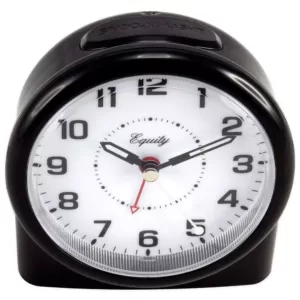 Equity by La Crosse Large 4.72 in. Black Analog Alarm Table Clock with Night Vision Technology