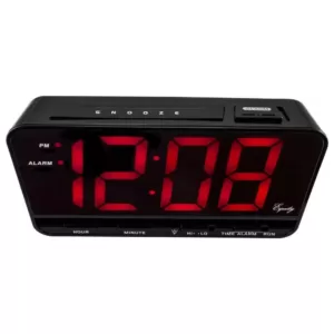 Equity by La Crosse Extra-Large 3 in. Red LED Electric Alarm Table Clock with HI/LO Settings