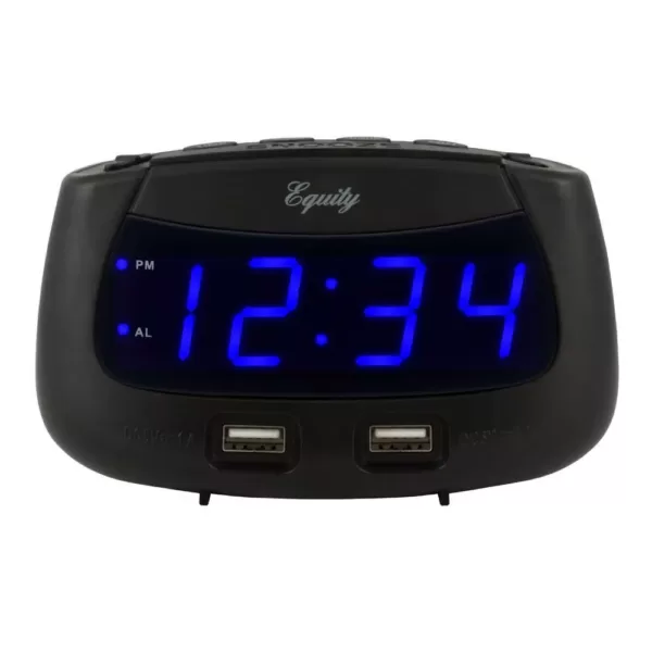 Equity by La Crosse 0.9 in. Blue LED Dual USB Digital Alarm Clock