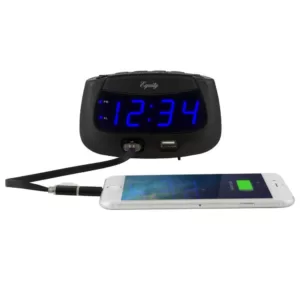 Equity by La Crosse 0.9 in. Blue LED Dual USB Digital Alarm Clock