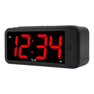 Equity by La Crosse Red 1.8 in. LED Quick Set Electric Alarm Table Clock with HI/LO Dimmer