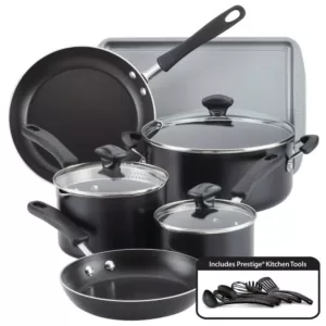 Farberware Cookstart 15-Piece Aluminum Nonstick Cookware Set in Black