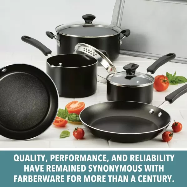 Farberware Cookstart 15-Piece Aluminum Nonstick Cookware Set in Black