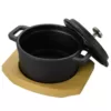 Gibson Home Campton 0.30 Qt. Oval Cast Iron Mini Casserole with Lid and Wooden Base