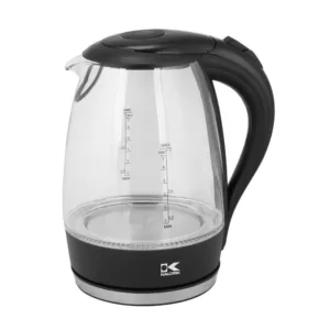 KALORIK 7-Cup Black Stainless Steel Cordless Electric Kettle with Automatic Shut-off