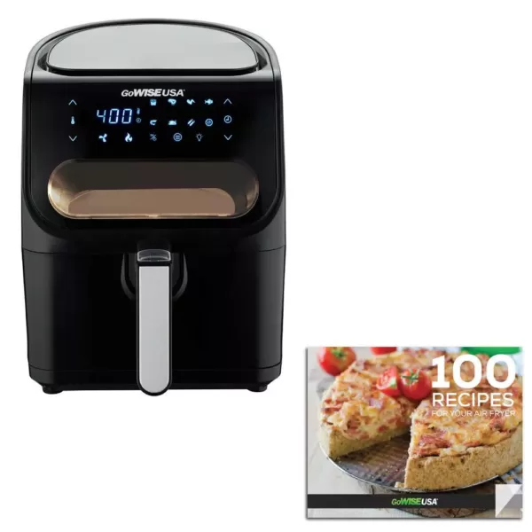 GoWISE USA 4 qt. Black Electric Air Fryer with See Through Window and 8-Presets