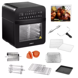 GoWISE USA 1600-Watts 12.7 Qt. Black Air Fryer Oven with Rotisserie, Dehydrator and 11-Cooking Presets