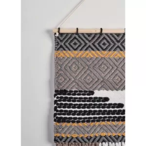 LR Home Trellis Neutral Black / Gray Geometric Fringe Wall Tapestry