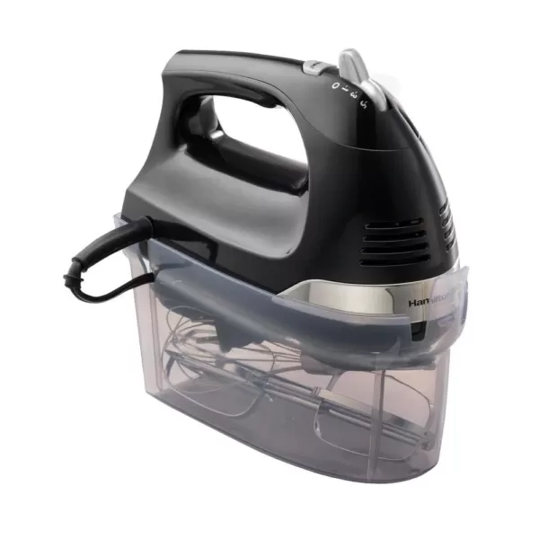 Hamilton Beach 6-Speed Black Hand Mixer with Snap-On Case