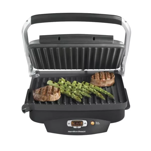 Hamilton Beach Steak Lover's 100 sq. in. Black Indoor Grill with Lid