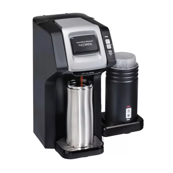 Hamilton Beach Flexbrew 1-Cup Black Single Serve Coffee Maker with Milk Frother