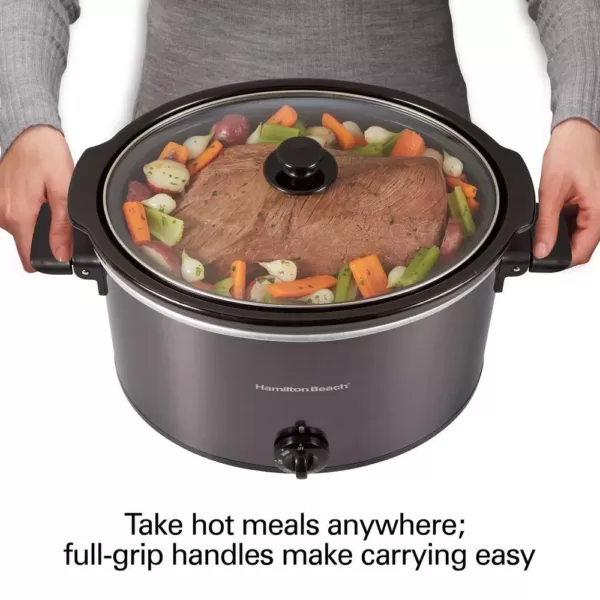 Hamilton Beach 10 Qt. Black Slow Cooker with Folding Handles