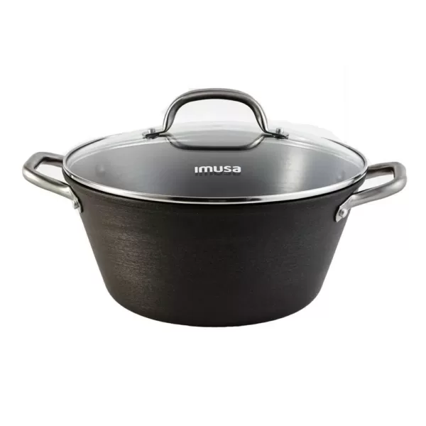 IMUSA 6 qt. Round Cast Iron Dutch Oven in Black with Glass Lid