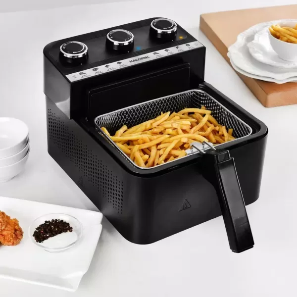 KALORIK 3.5 Qt. Black 2-in-1 Deep and Air Fryer