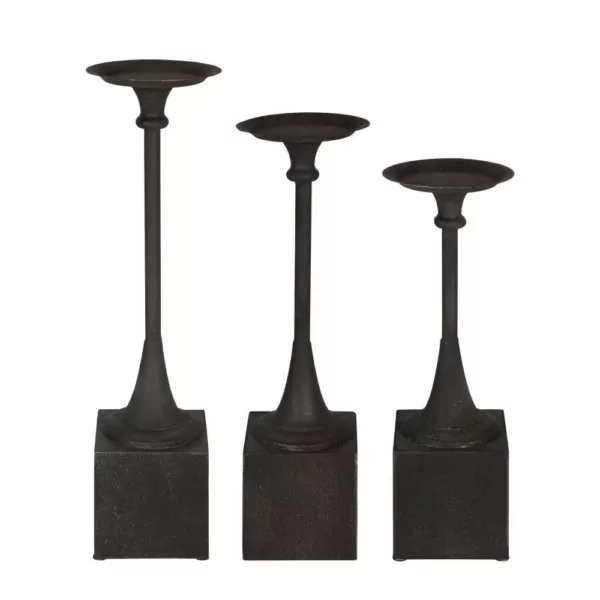 Kate and Laurel Bedrick Black Wood Candle Holder (Set of 3)