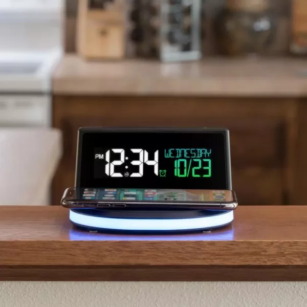 La Crosse Technology Wireless Charging Alarm Clock with Glowing light base