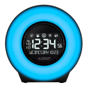 La Crosse Technology Color Mood Light Desk Clock with 5-Soothing Nature Sounds and USB port