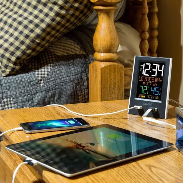 La Crosse Technology Desktop Dual USB Charging Clock with Alarm and Nap Timer