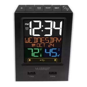 La Crosse Technology Desktop Dual USB Charging Clock with Alarm and Nap Timer