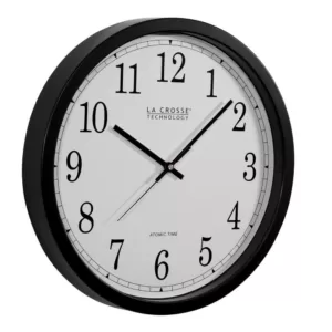 La Crosse Technology 14 in. Atomic Round Analog Black Wall Clock