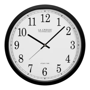 La Crosse Technology 14 in. Atomic Round Analog Black Wall Clock