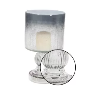 LITTON LANE 10 in. Smoked Black Hurricane Glass Baluster Candle Holder