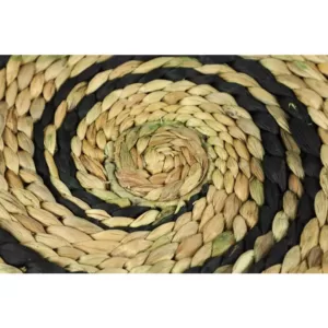 LITTON LANE Rustic Natural and Black Spiral Design Circular Wicker Trays (Set of 3)