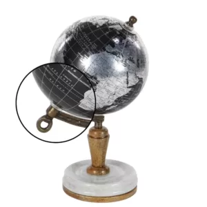 LITTON LANE 10 in. x 5 in. Modern Decorative Globe in Black and Silver