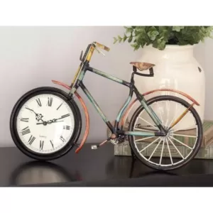 LITTON LANE 10 in. x 16 in. Iron Clock in Bicycle Frame