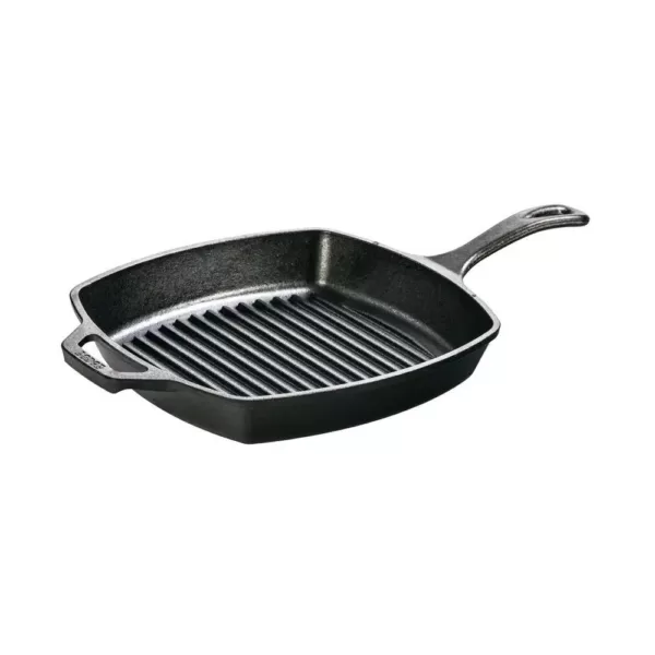 Lodge 10.5 in. Cast Iron Grill Pan in Black