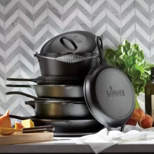 Lodge 12 in. Cast Iron Skillet in Black with Pour Spout