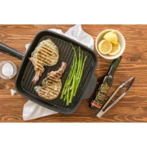 MasterPan Sectional Series 11 in. Cast Aluminum Nonstick Grill Pan in Black