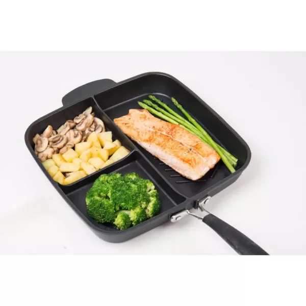 MasterPan Sectional Series 11 in. Cast Aluminum Nonstick Skillet in Black