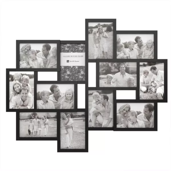 Lavish Home 12-Opening 4 in. x 6 in. Black Picture Frame Collage