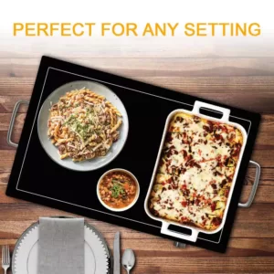 MegaChef Electric Black Warming Tray with Adjustable Temperature Controls