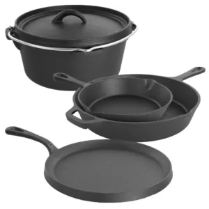 MegaChef Pre-Seasoned 5-Piece Cast Iron Cookware Set