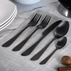 MegaChef Gibbous 20-Piece Black Stainless Steel Flatware Set (Service for 4)