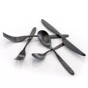 MegaChef La Vague 20-Piece Matte Black Stainless Steel Flatware Set (Service for 4)