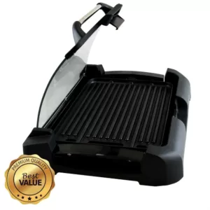 MegaChef 165 sq. in. Black Reversible Indoor Grill and Griddle with Removable Lid