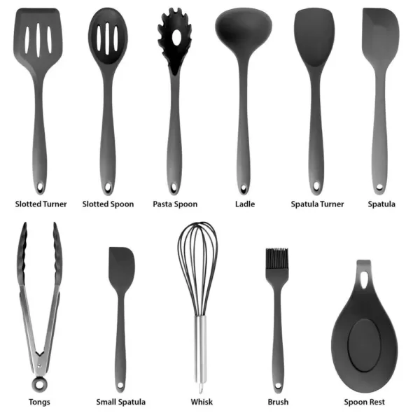 MegaChef Black Silicone Cooking Utensils (Set of 12)